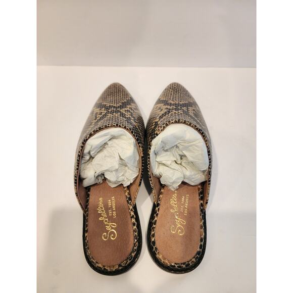 Seychelles Snakeskin Pointed Toe Mules Slip-On Flats Women’s 7.5 NWOT - Picture 2 of 7